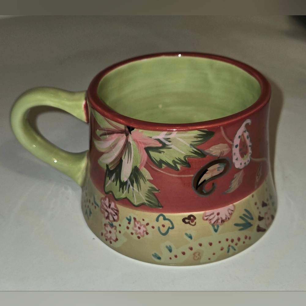Tracy Porter Risala Collection Red Floral Coffee Tea Cup Mug Butterfly #1104004